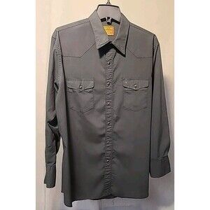 Rustler X-Long Tails Button Down Shirt Collared Pearl Snap Button Blk 17.5 Work